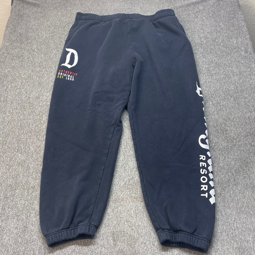 Disney Disneyland Resort Sweatpants Navy Blue Logo Joggers XXL Est 1955 Mens